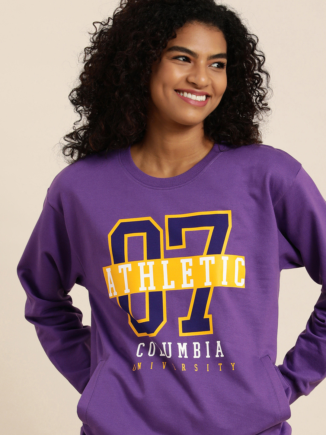 

DILLINGER Women Violet Typographic Oversized Sweatshirt, Purple