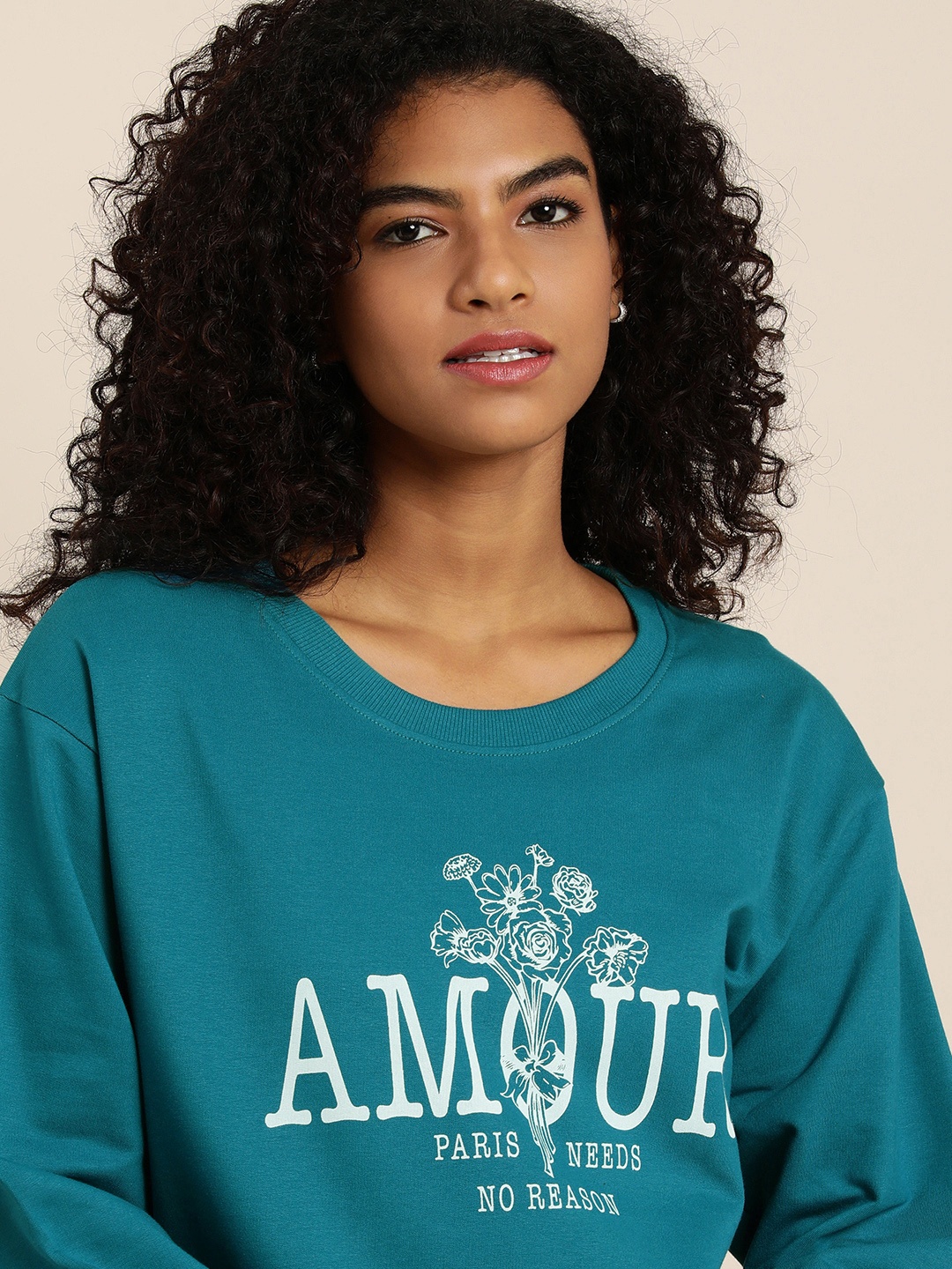 

DILLINGER Women Blue Typographic Oversized Sweatshirt