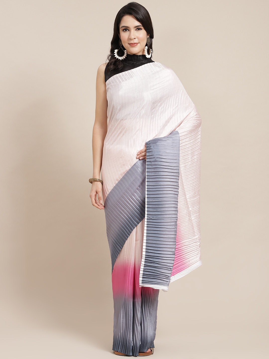 

Kalista Multicoloured & Grey Ombre Saree, Multi
