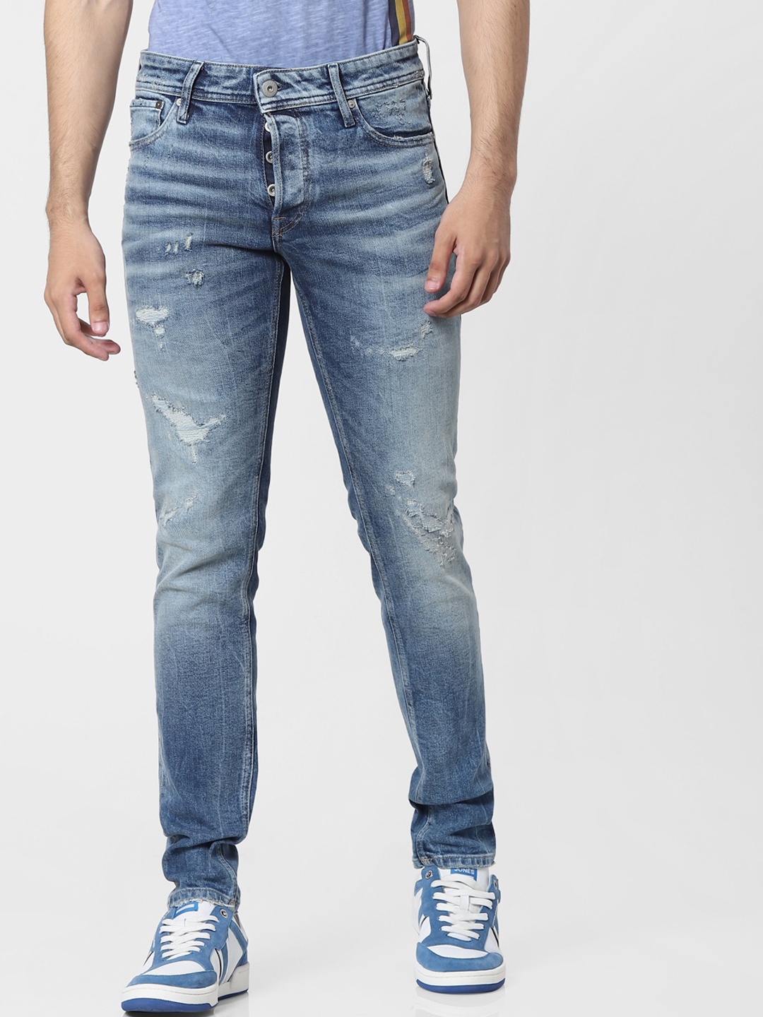 

Jack & Jones Men Blue Slim Fit Mildly Distressed Heavy Fade Jeans