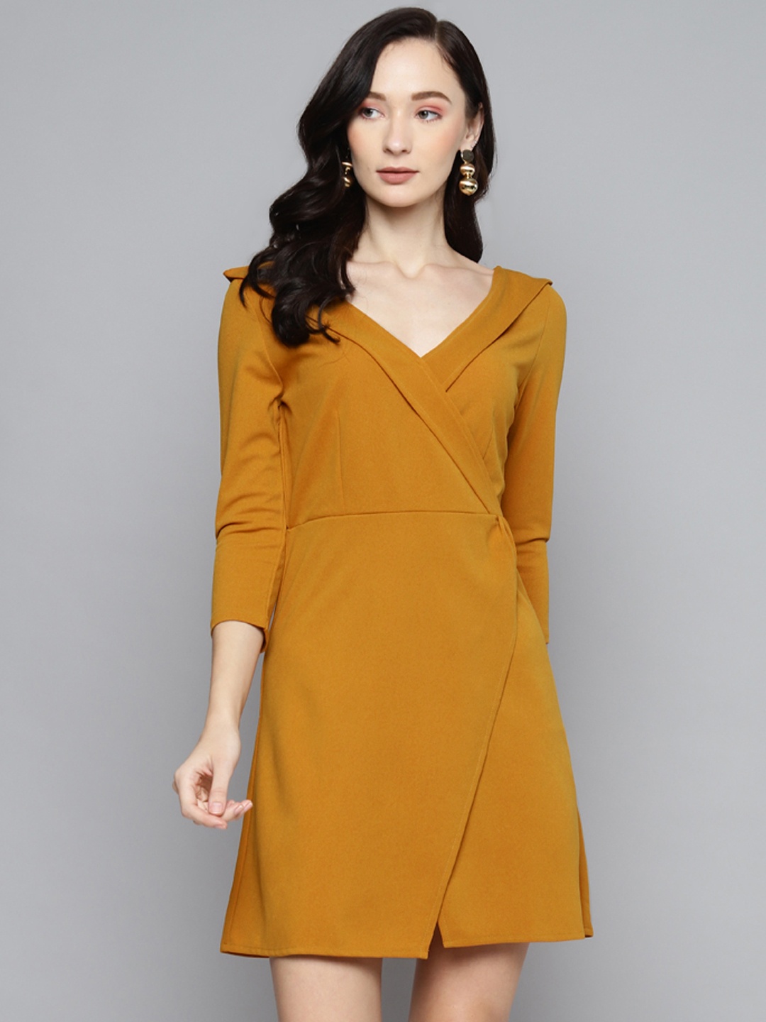 

SASSAFRAS Mustard Yellow Mini Dress