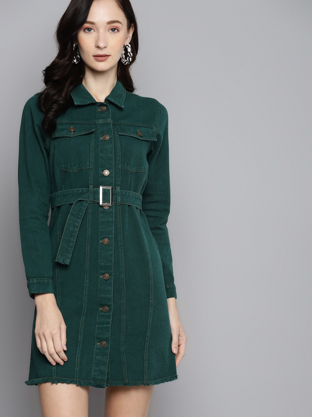 

SASSAFRAS Green Denim Dress