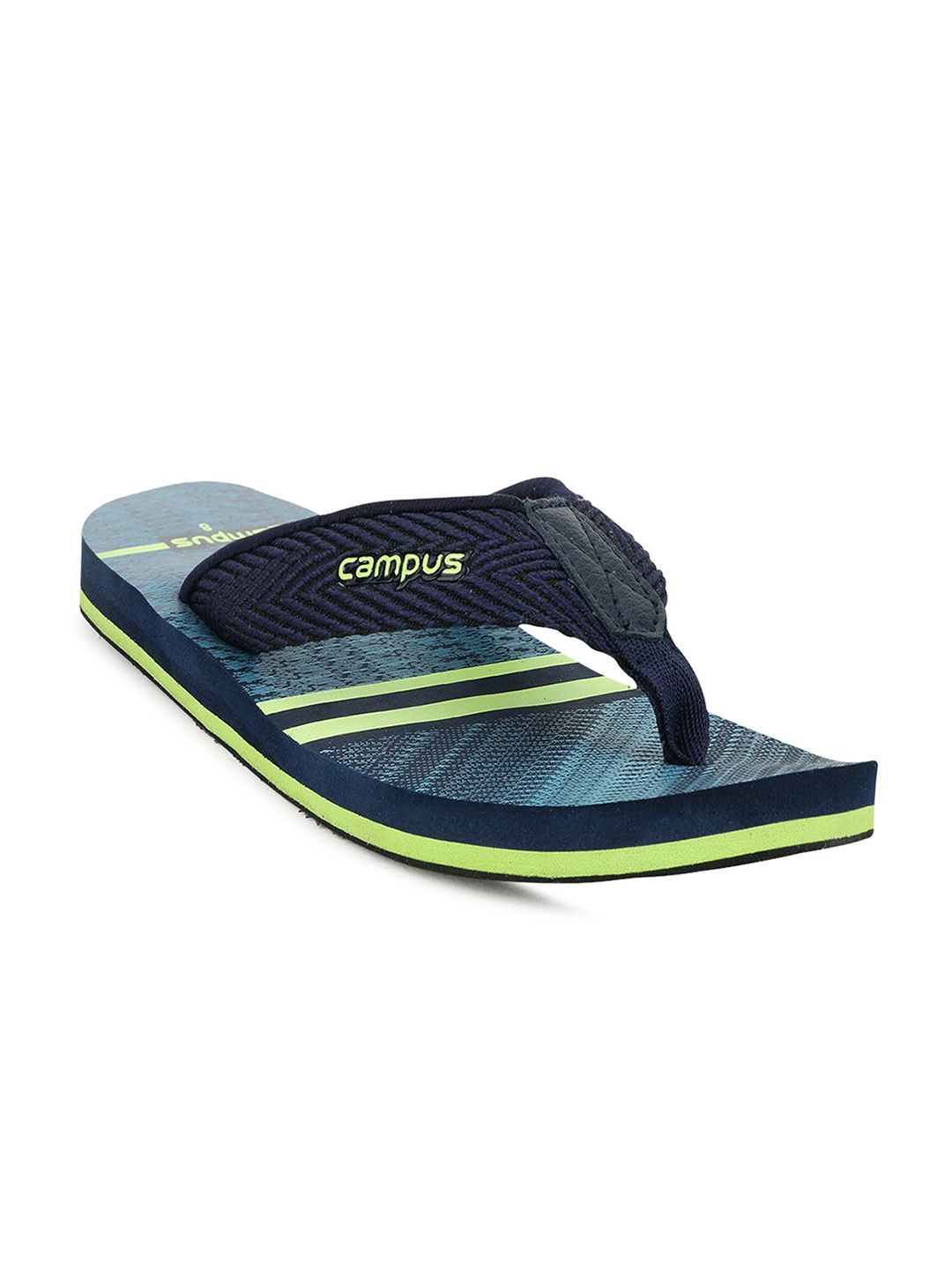 

Campus Men Navy Blue & Green Printed Thong Flip-Flops
