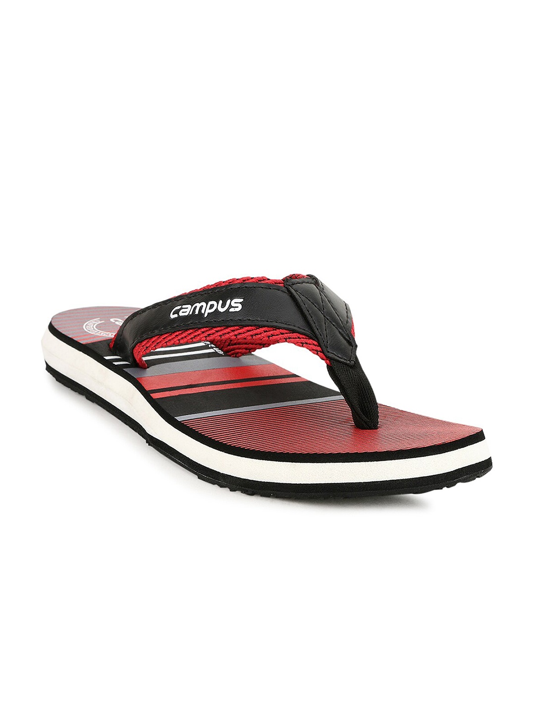 

Campus Men Red & Black Striped Thong Flip-Flops
