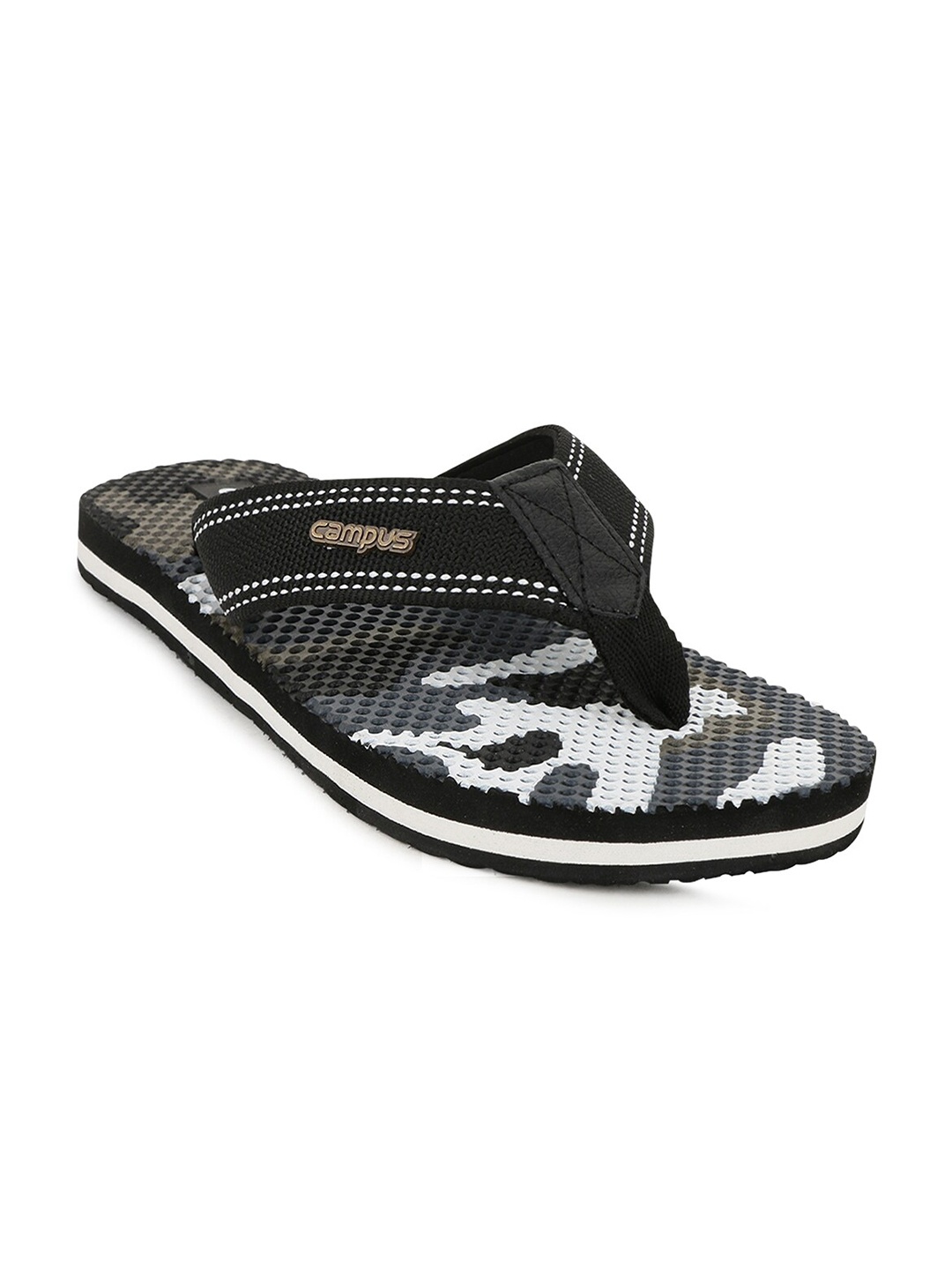 

Campus Men Black & White Printed Thong Flip-Flops