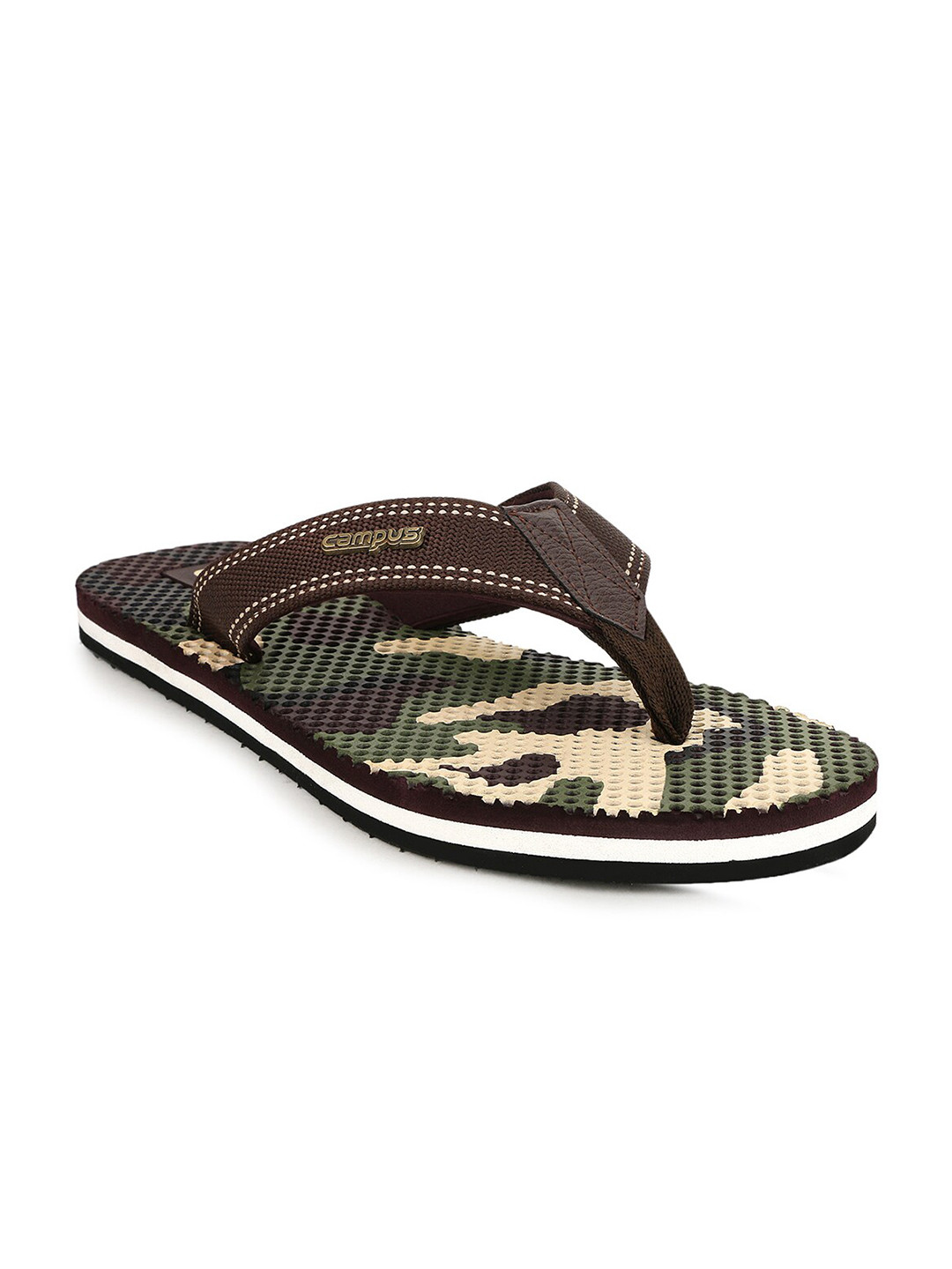 

Campus Men Brown & Cream Camouflage Printed Thong Flip Flops