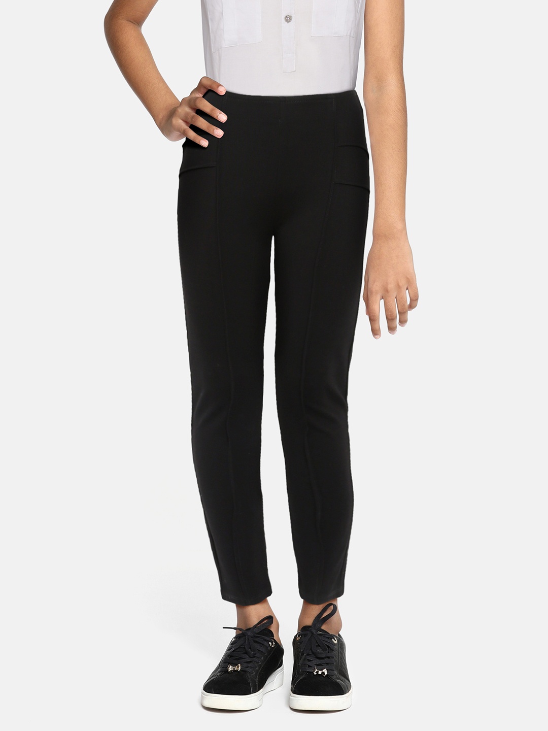 

AND Girls Black Slim Fit Pleated Trousers