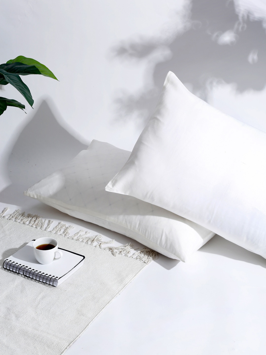 

Fabindia Set Of 2 Off-White Solid Cotton Pillow Covers