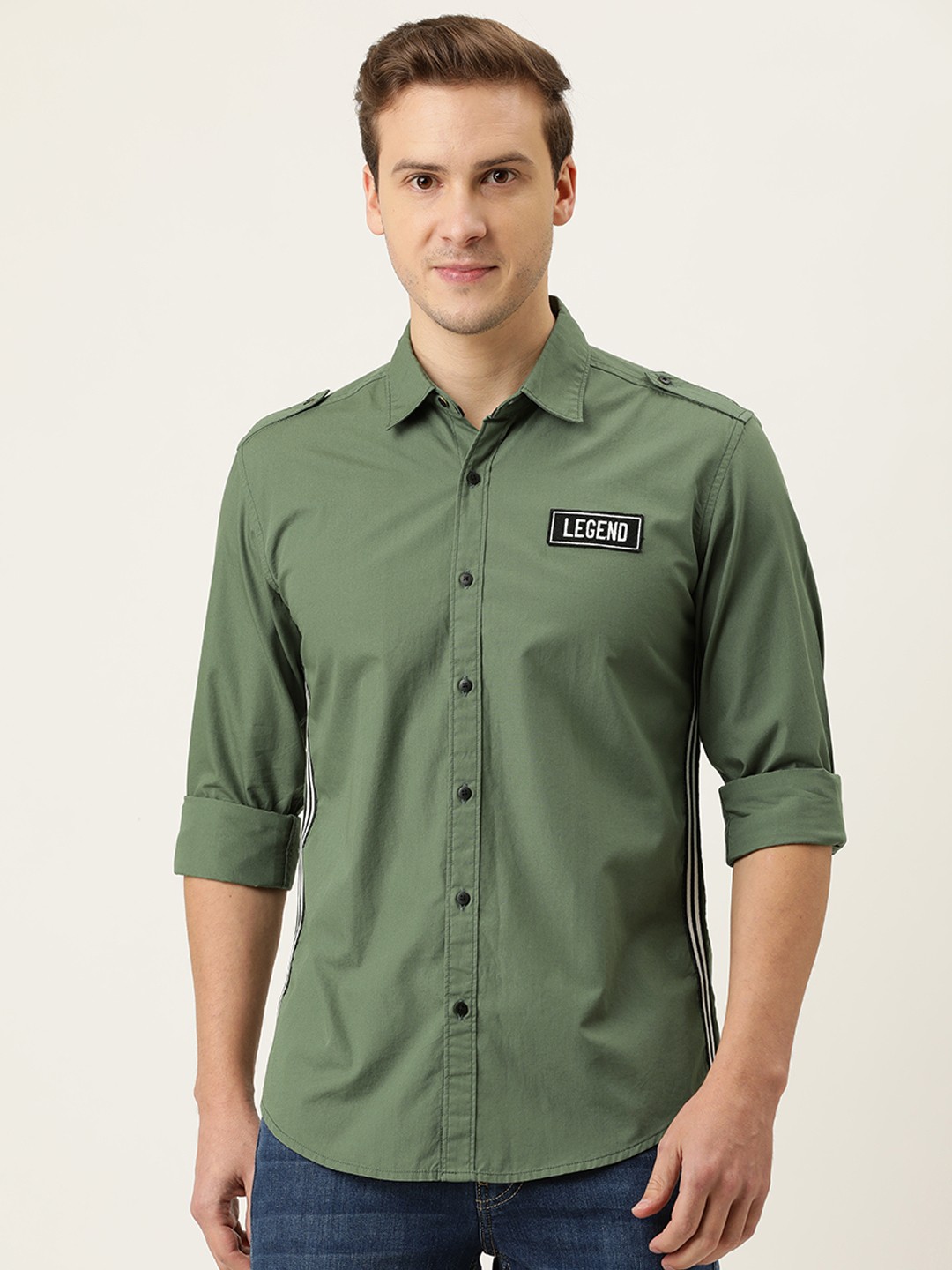 

IVOC Men Green Slim Fit Opaque Casual Shirt