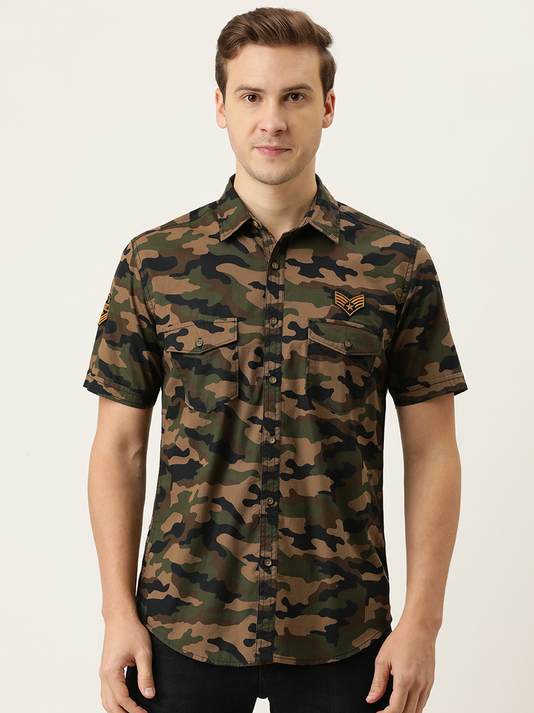 

IVOC Men Brown Slim Fit Opaque Printed Casual Shirt