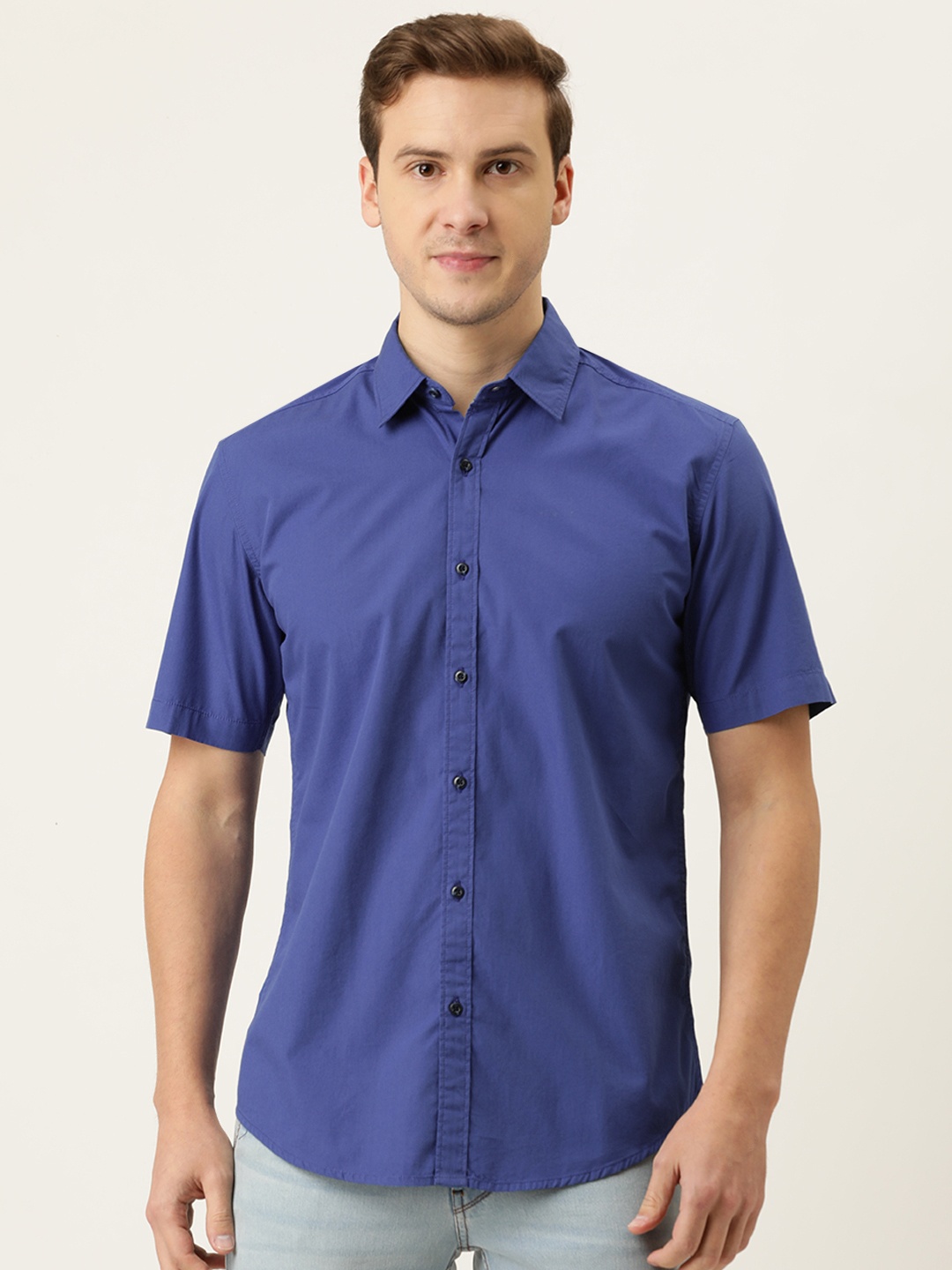 

IVOC Men Blue Opaque Casual Shirt