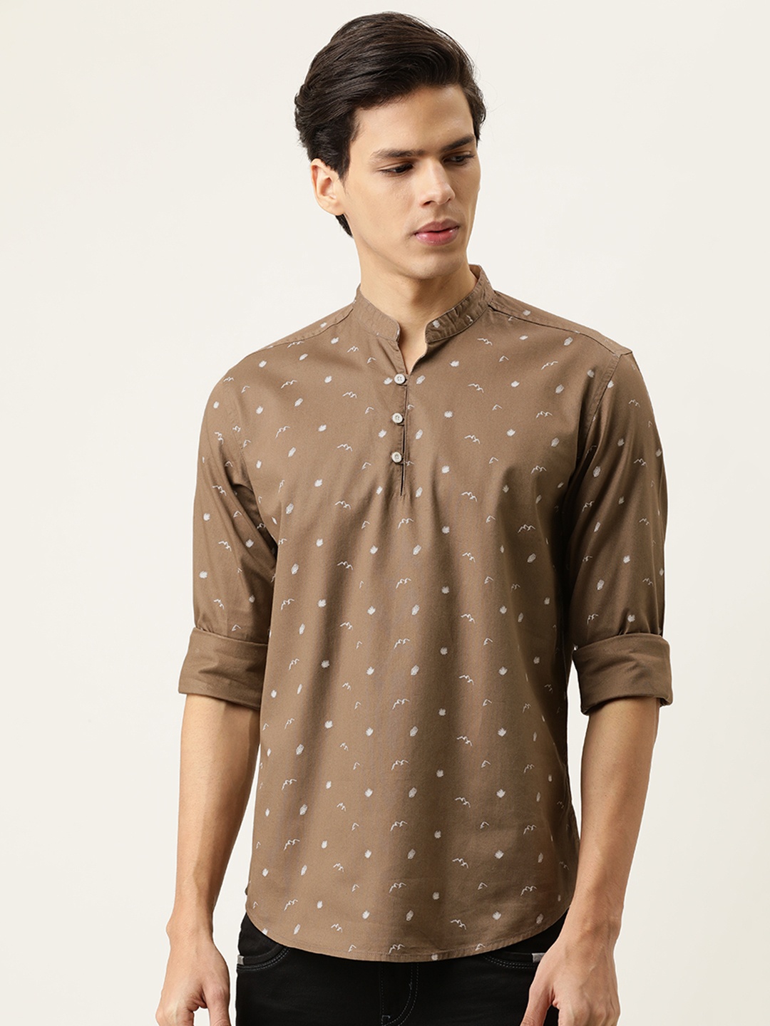 

IVOC Men Brown Slim Fit Floral Opaque Printed Casual Shirt