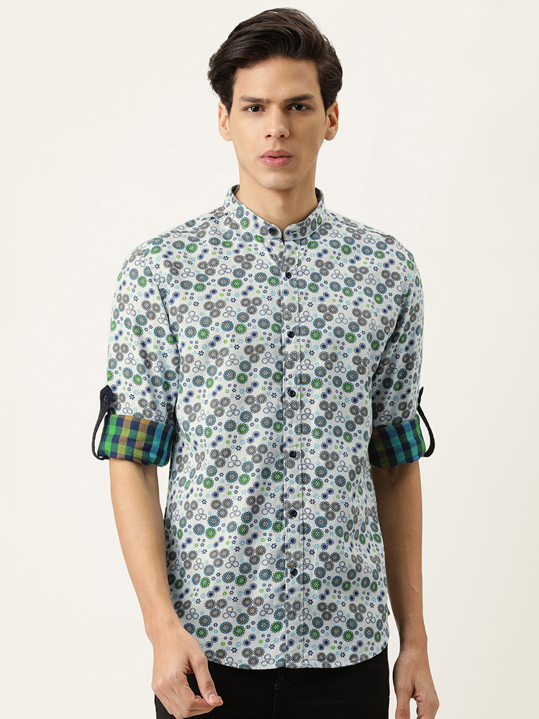 

IVOC Men White Slim Fit Floral Opaque Printed Casual Shirt
