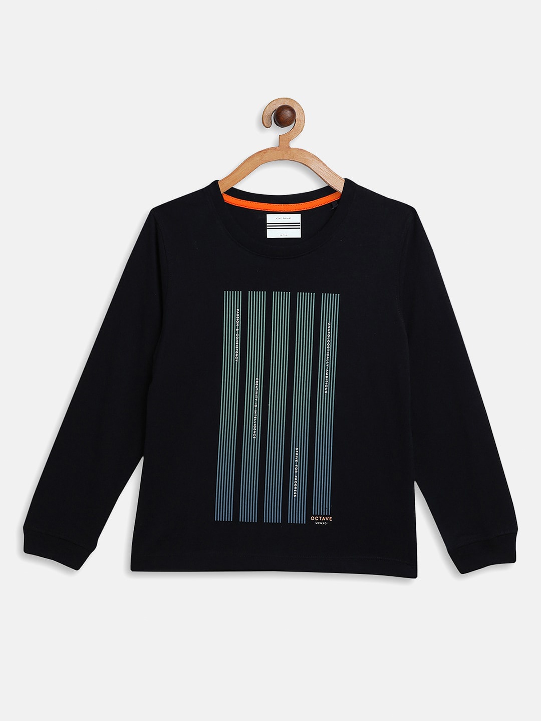 

Octave Boys Navy Blue & Blue Striped T-shirt
