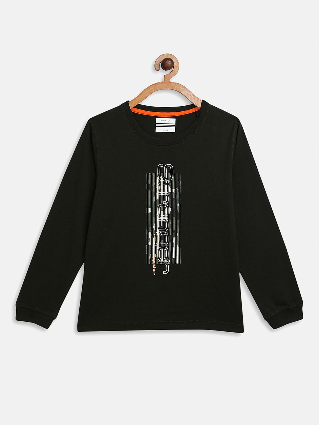

Octave Boys Black Printed T-shirt
