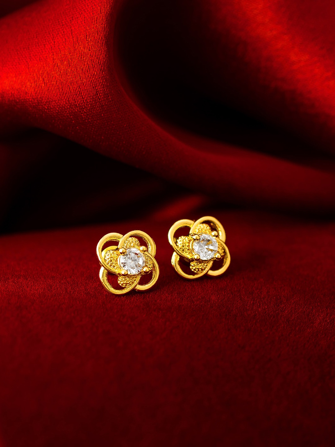 

aadita Gold-Plated Gold-Toned Contemporary Studs Earrings