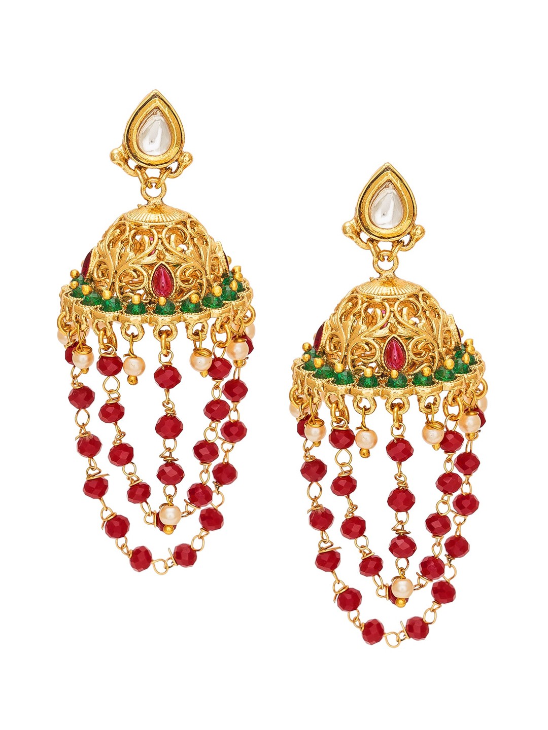 

aadita Gold-Toned & Gold-Plated Contemporary Drop Earrings