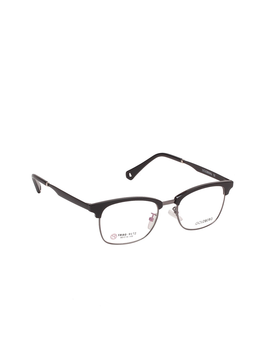 

Gold Berg Unisex Black & Transparent Half Rim Browline Frames Eyeglasses