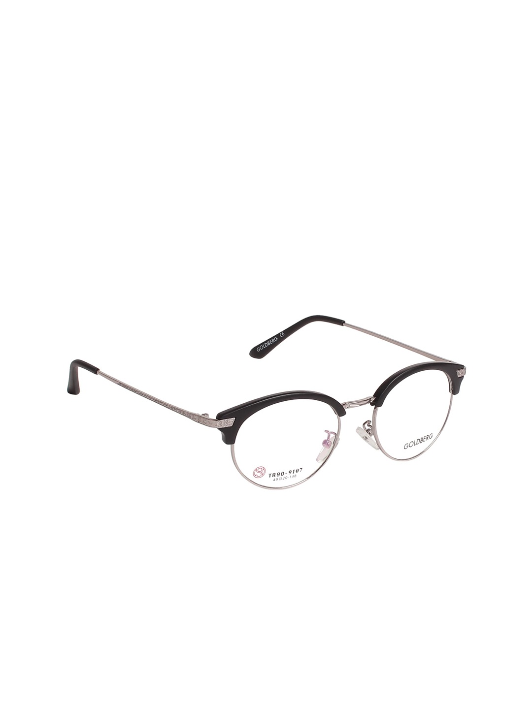 

Gold Berg Women Black Solid Half Rim Oval Frame