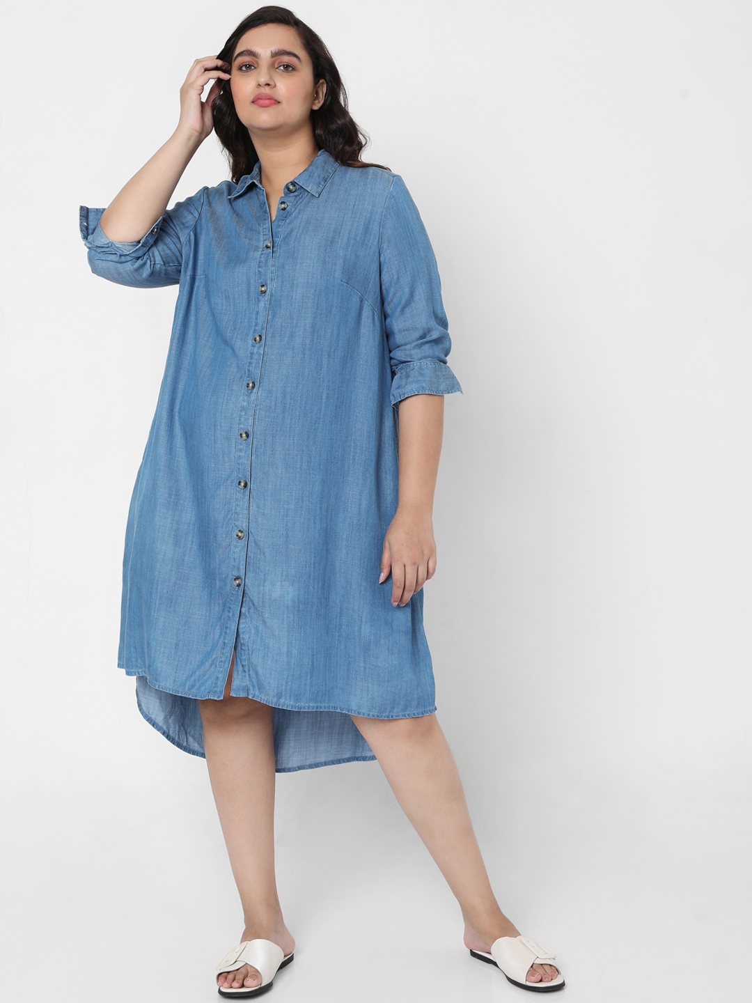 

VERO MODA CURVE Women Blue Shirt Dress