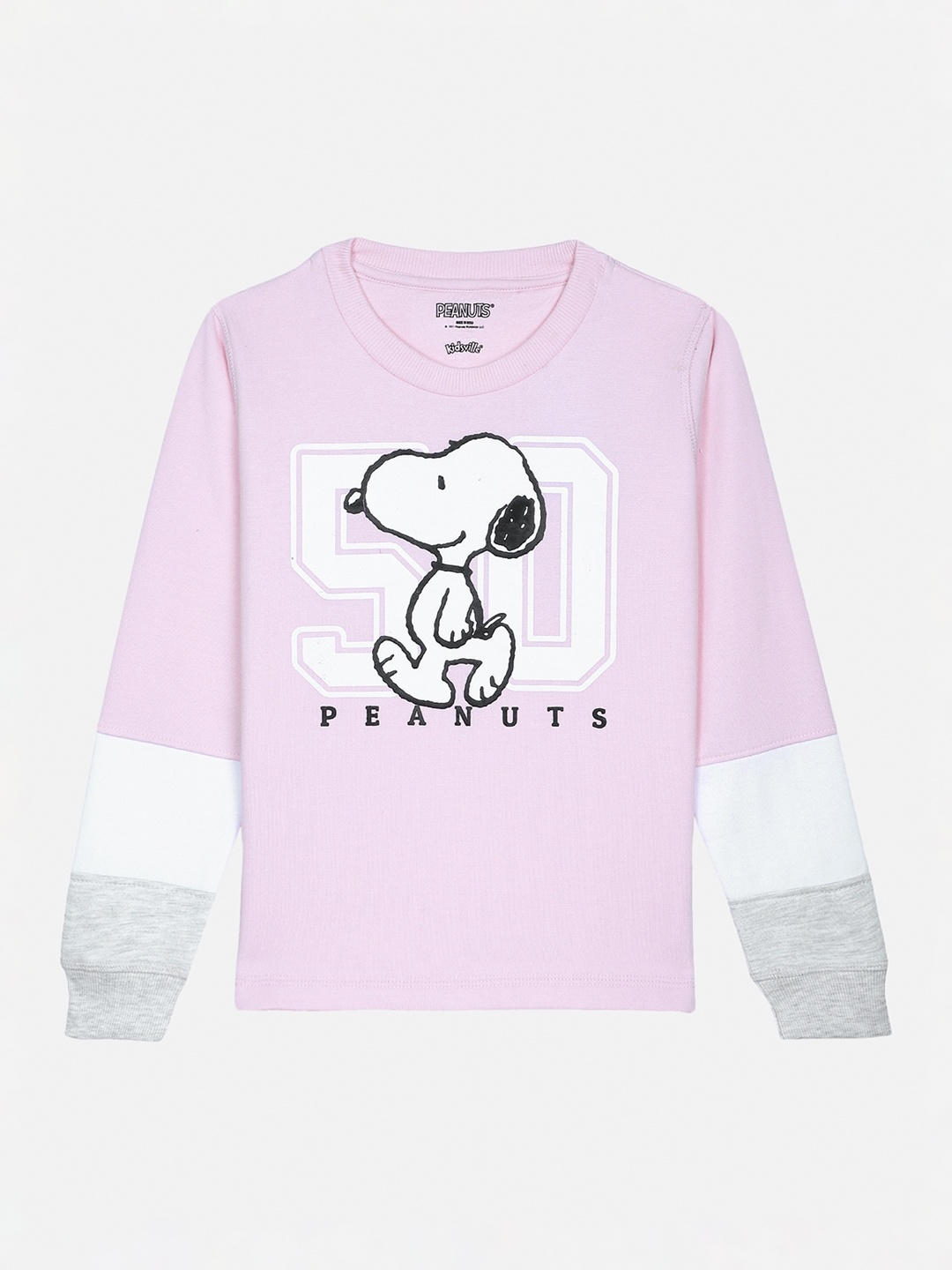 

Kids Ville Girls Pink Snoopy Printed Sweatshirt