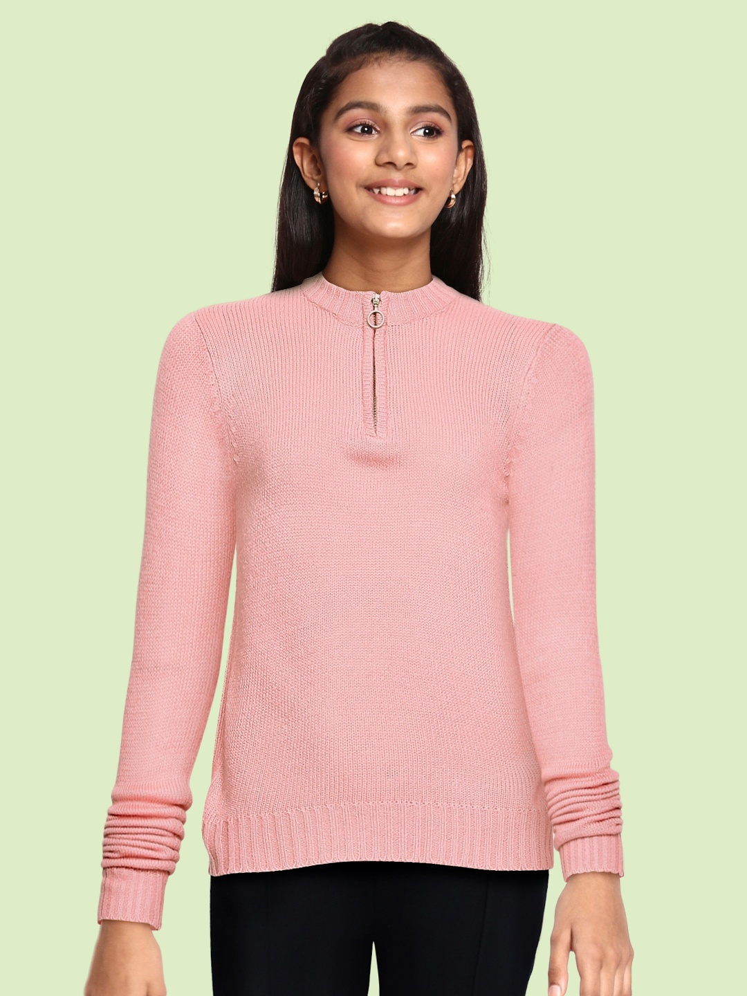 

AND Girls Pink Solid Pullover