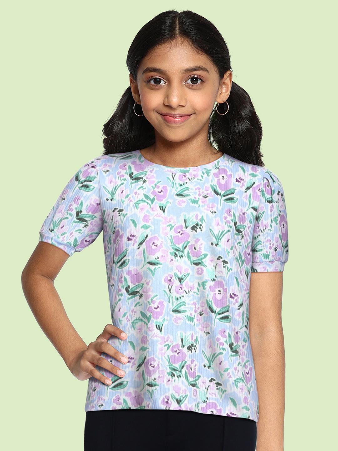 

AND Green & Blue Floral Regular Top