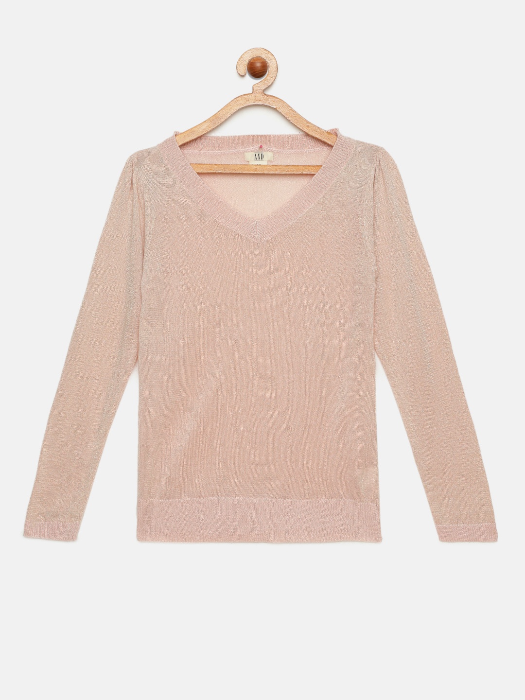 

AND Girls Cream-Coloured Solid Pullover