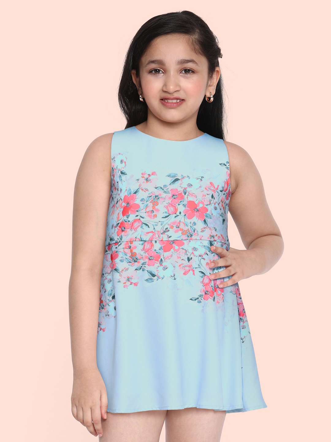 

AND Blue & Pink Floral Fit & Flare Dress