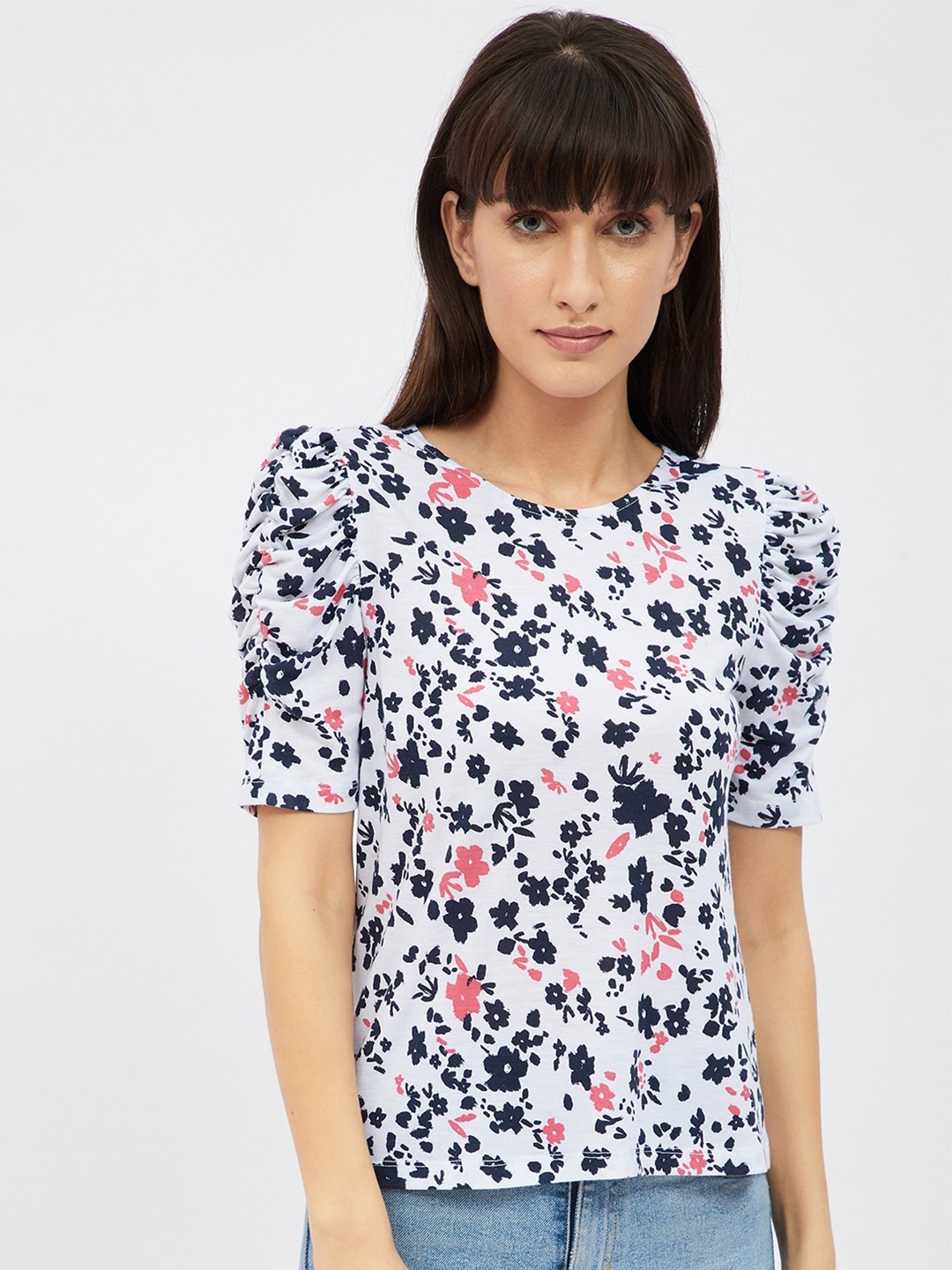 

Harpa Women White Floral Printed Top