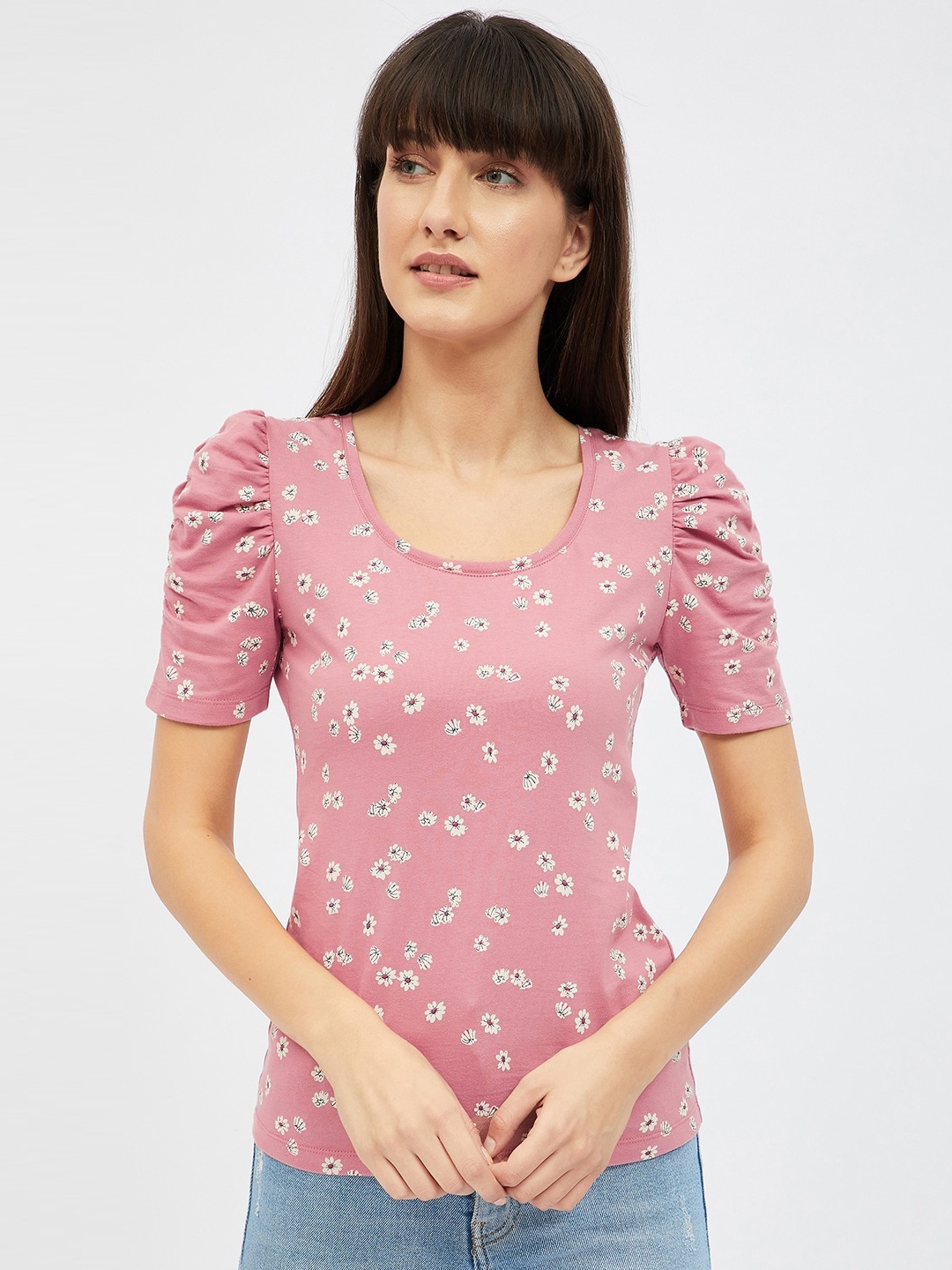 

Harpa Women Pink Printed Pockets T-shirt