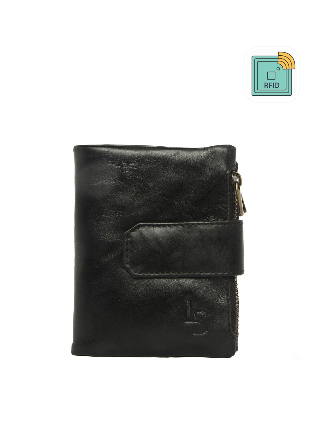 

LOUIS STITCH Men Black Textured Leather Two Fold Wallet
