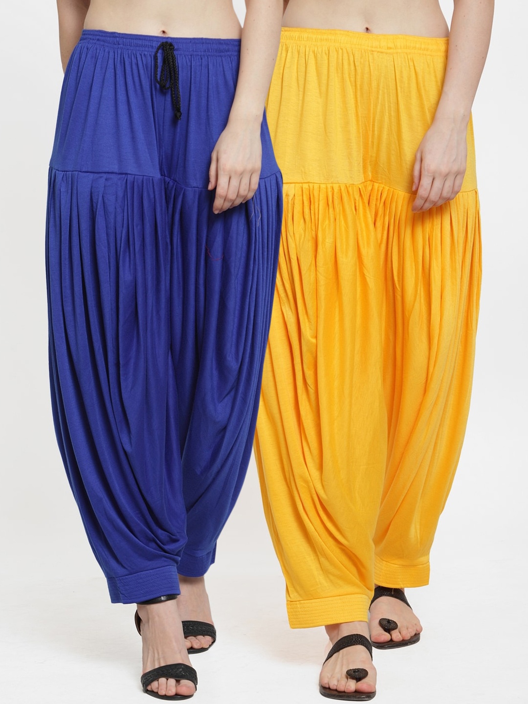 

GRACIT Women Set of 2 Yellow & Blue Lycra Solid Patiala