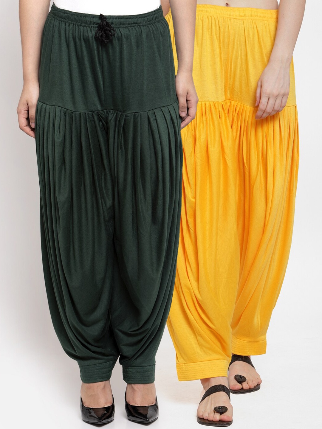 

GRACIT Women Pack Of 2 Yellow & Green Solid Patialas