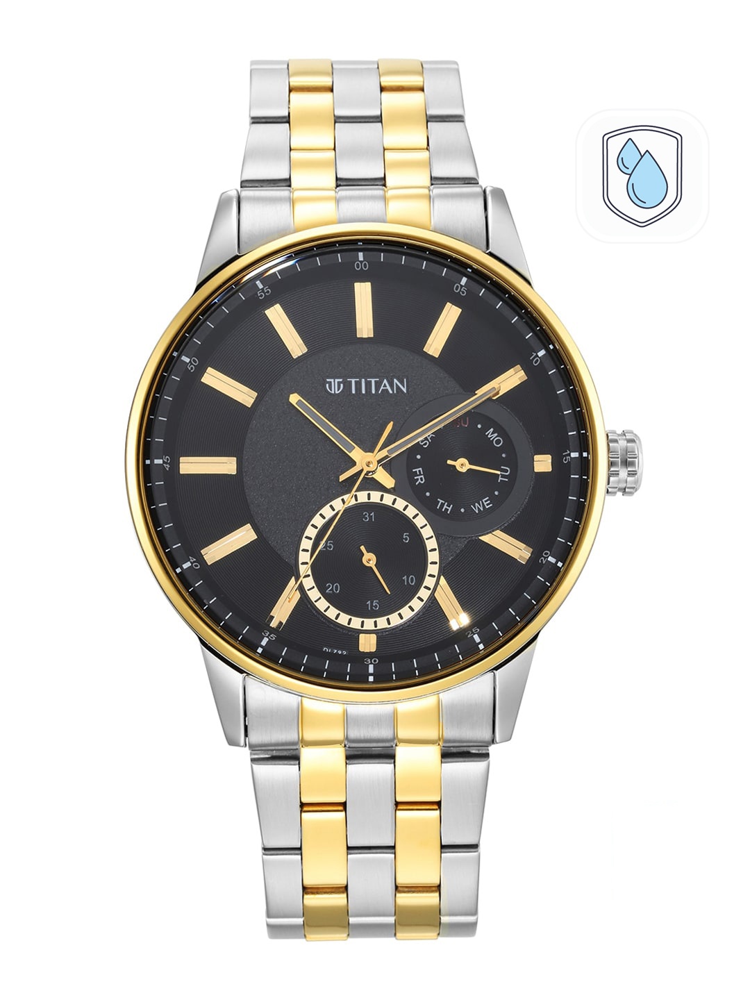 

Titan Men Black Dial & Silver Toned Bracelet Style Straps Analogue Watch