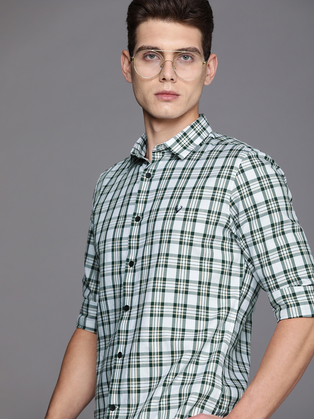 

Allen Solly Sport Men White & Green Ultra Slim Fit Tartan Checks Opaque Casual Shirt