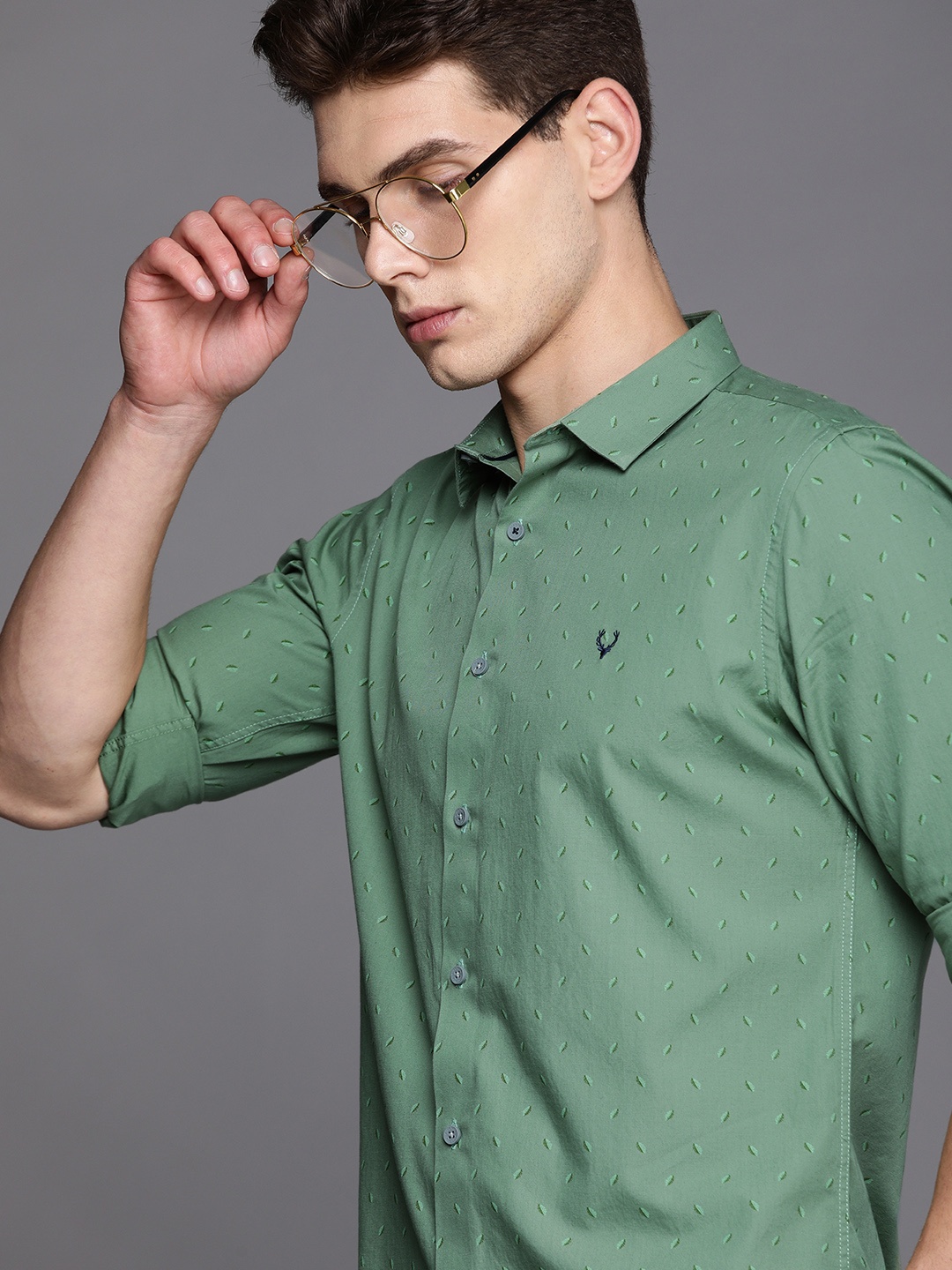

Allen Solly Sport Men Green Ultra Slim Fit Opaque Printed Casual Shirt