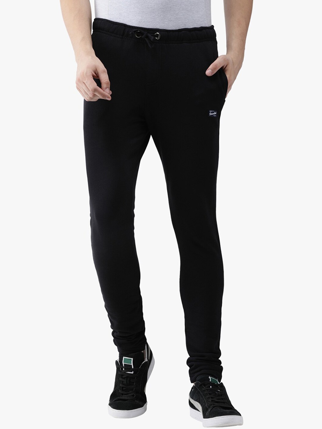 

Steenbok Men Black Solid Track Pants