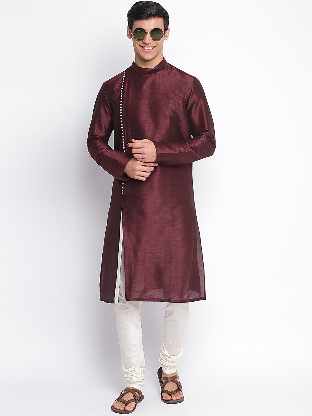 

Sanwara Men Brown Thread Work Kurta