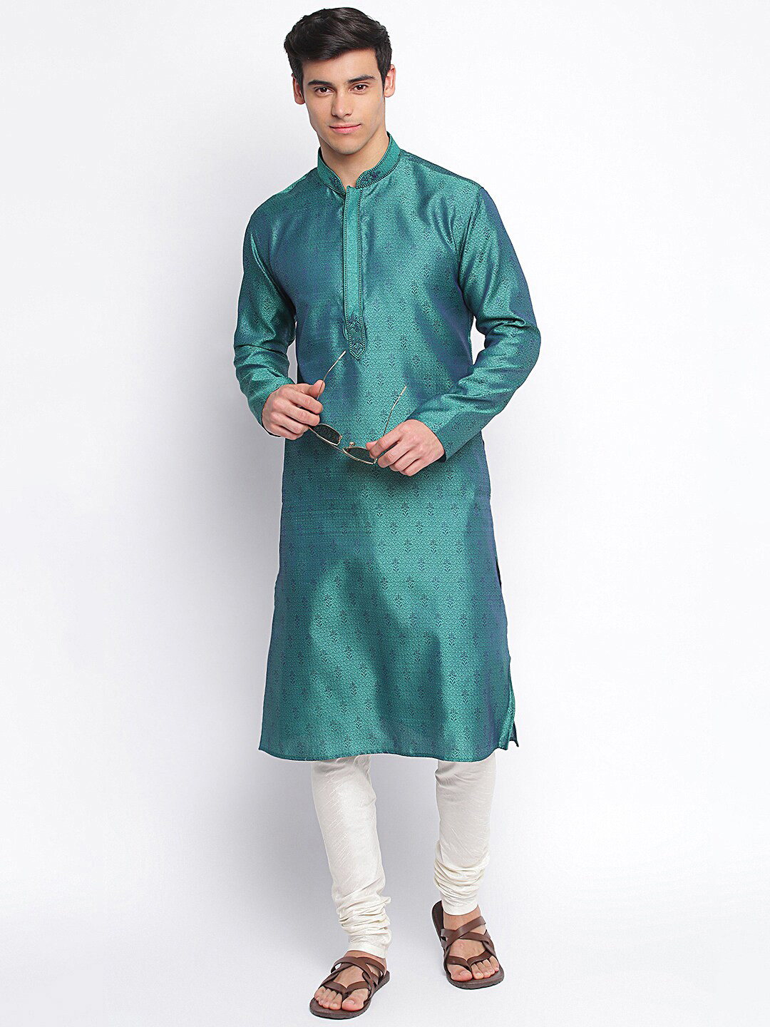 

Sanwara Men Green Ethnic Motifs Kurta