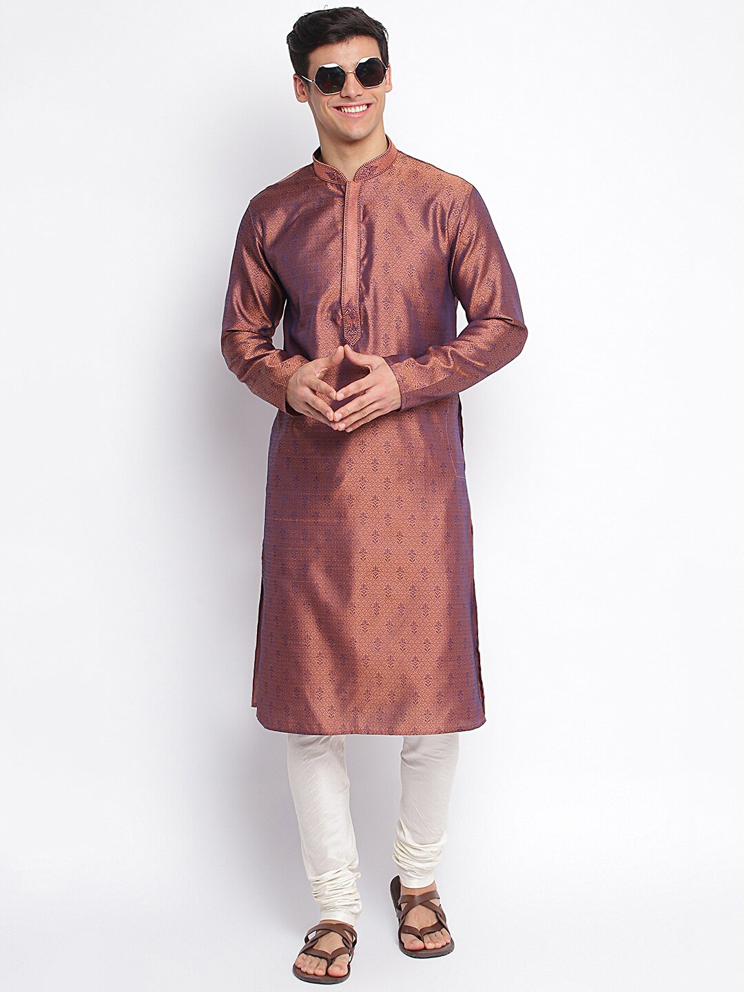 

Sanwara Men Blue Ethnic Motifs Printed Kurta