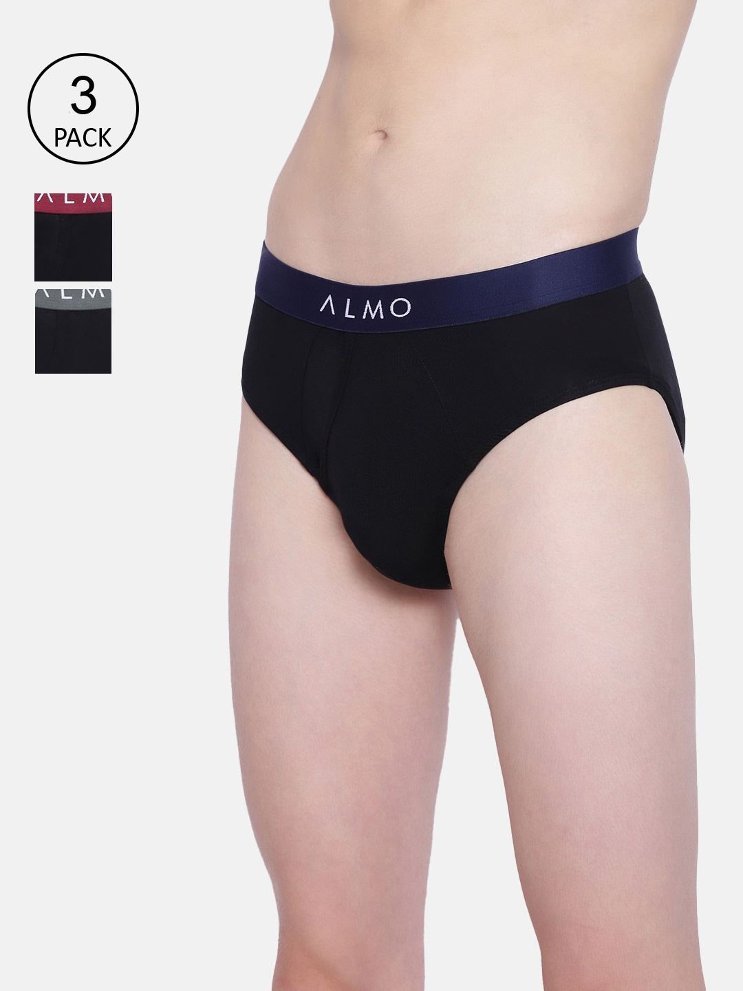 

Almo Wear Pack Of 3 Basic Briefs MM401-B-BLRAG, Black