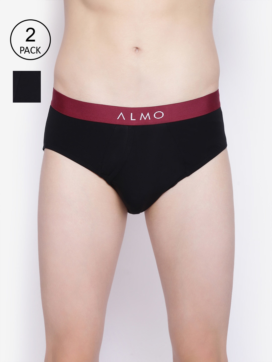 

Almo Wear Men Pack Of 2 Solid Slim-Fit Basic Briefs, Black