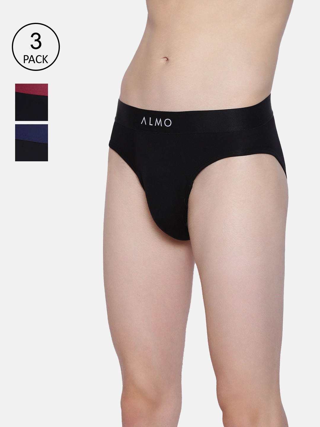 

Almo Wear Men Pack Of 3 Briefs MM401-B-BBLR, Black