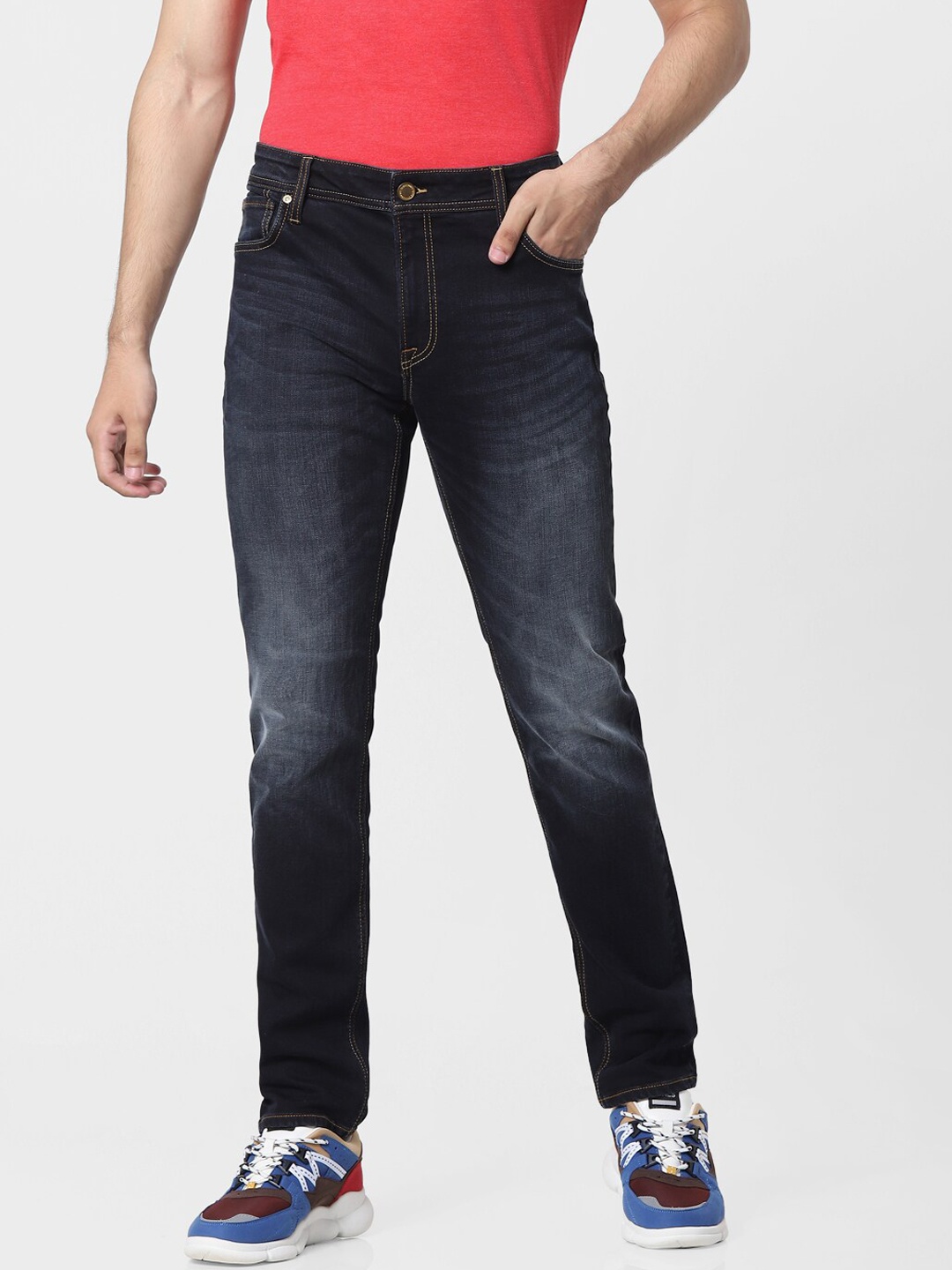 

Jack & Jones Men Black Slim Fit Light Fade Jeans