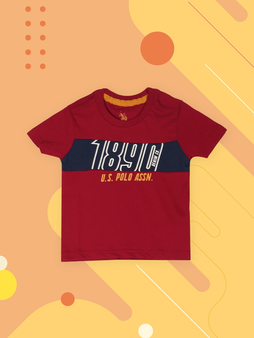 

U.S. Polo Assn. Kids Boys Red & Navy Blue Typography Printed V-Neck T-shirt