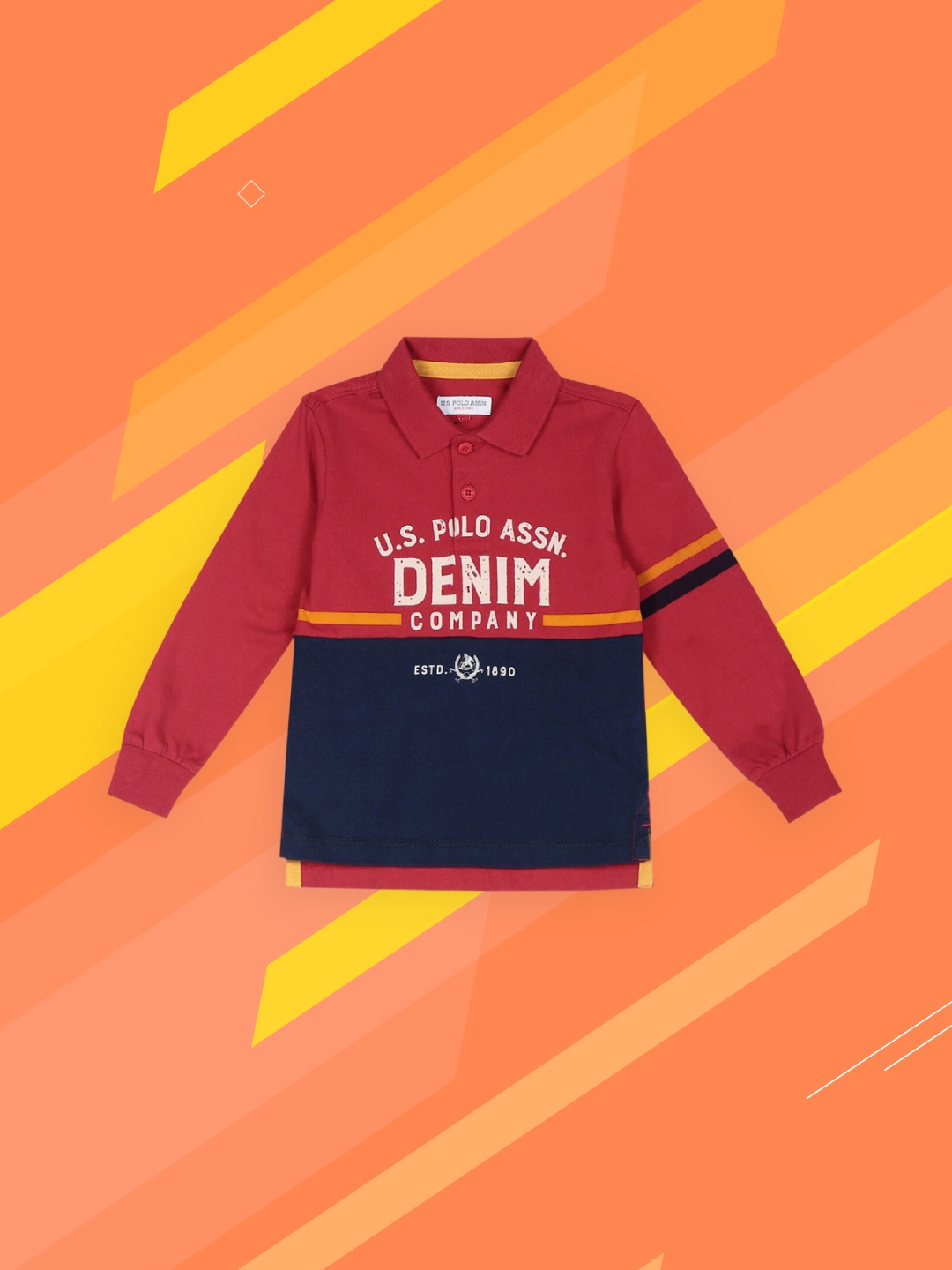 

U S Polo Assn Kids Boys Red Typography Printed Polo Collar T-shirt
