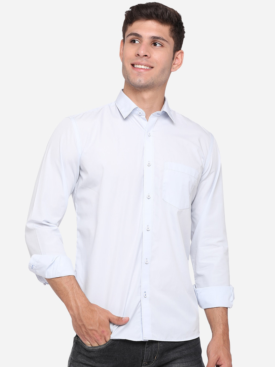 

JADE BLUE Men Blue Slim Fit Opaque Pure Cotton Casual Shirt