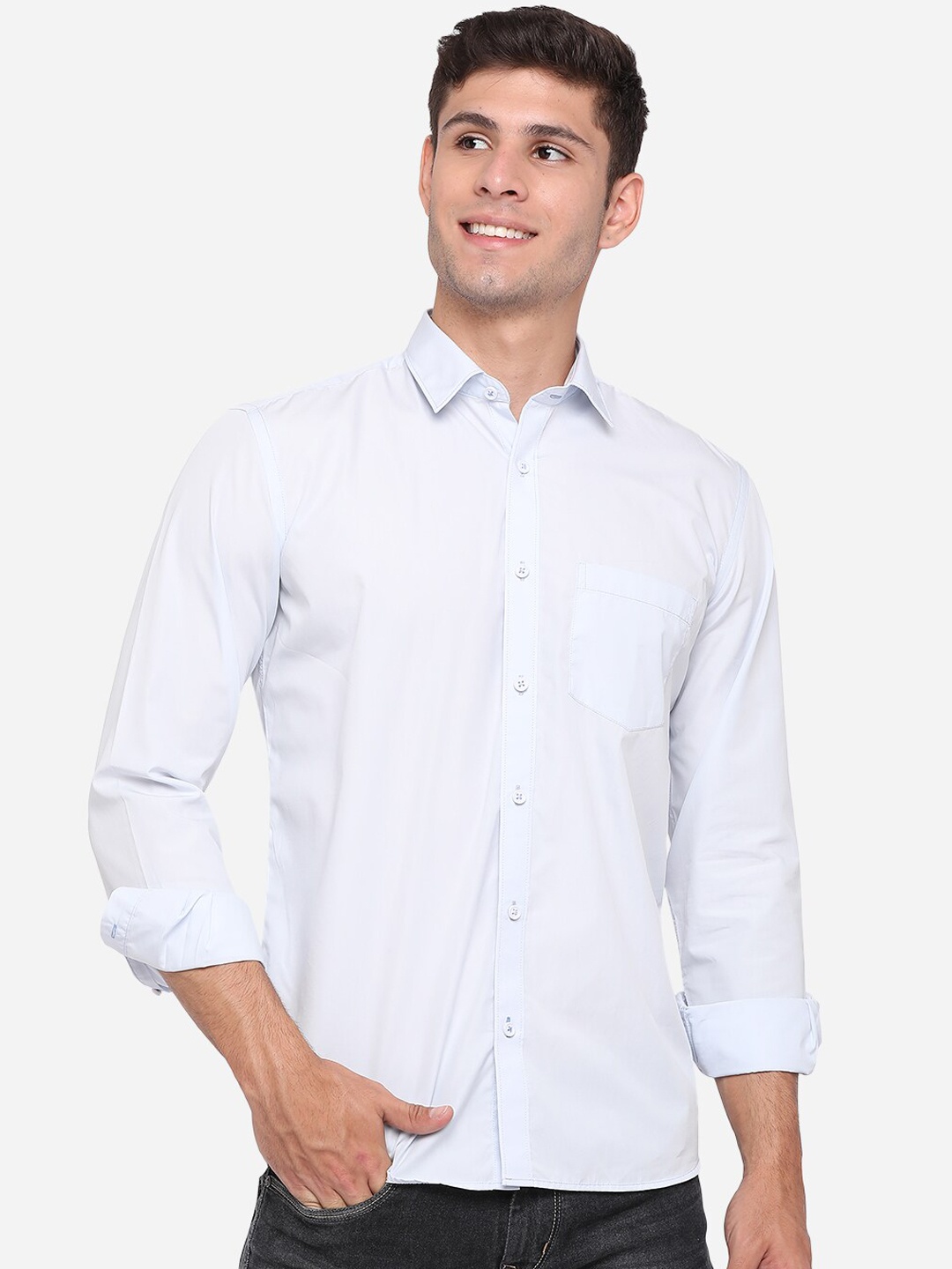 

JADE BLUE Men Blue Slim Fit Opaque Pure Cotton Casual Shirt