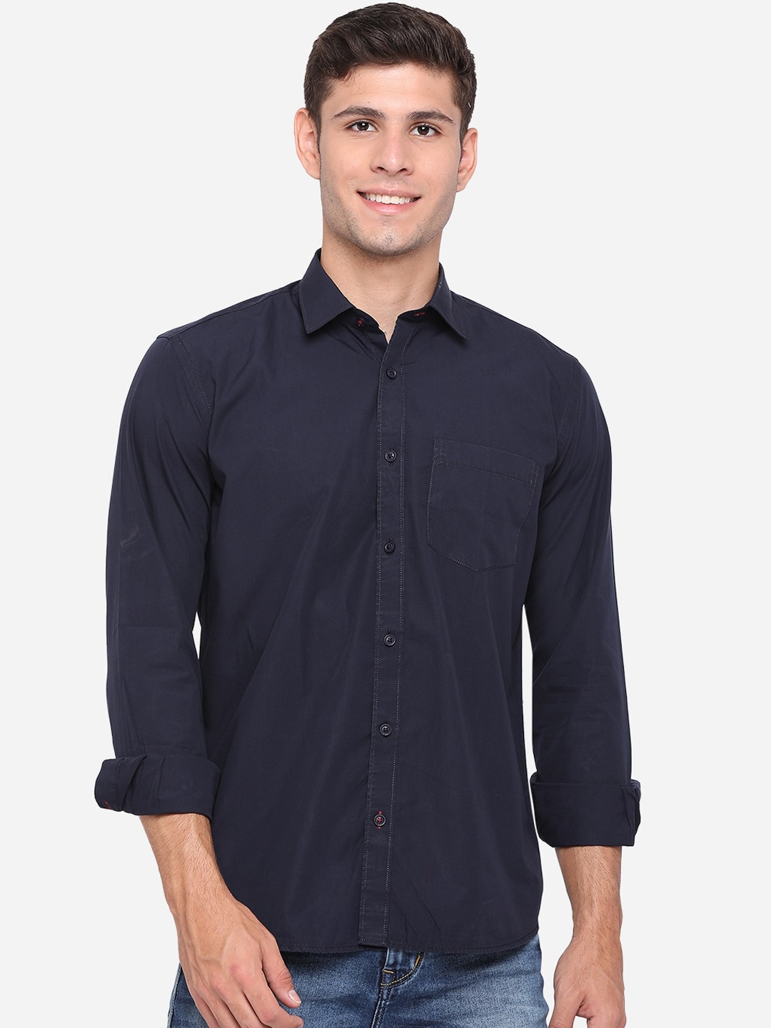 

JADE BLUE Men Blue Slim Fit Opaque Pure Cotton Casual Shirt